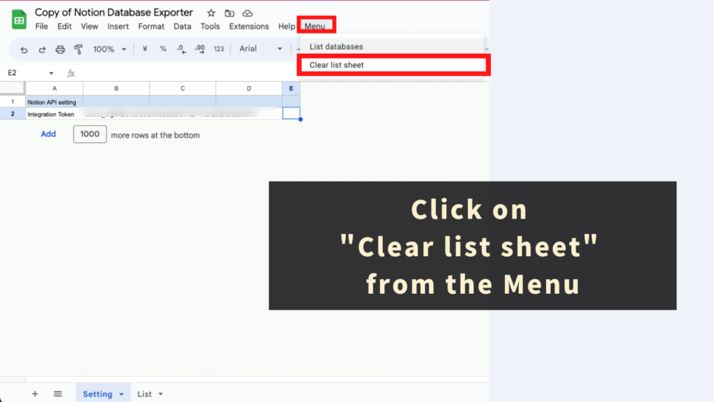 'Clear List Sheet' Function