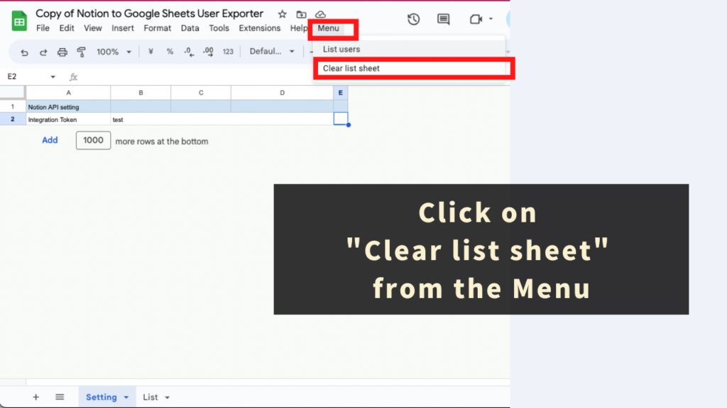 "Clear list sheet" Function