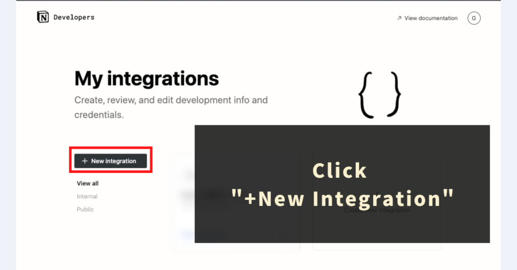 Click "+New Integration"