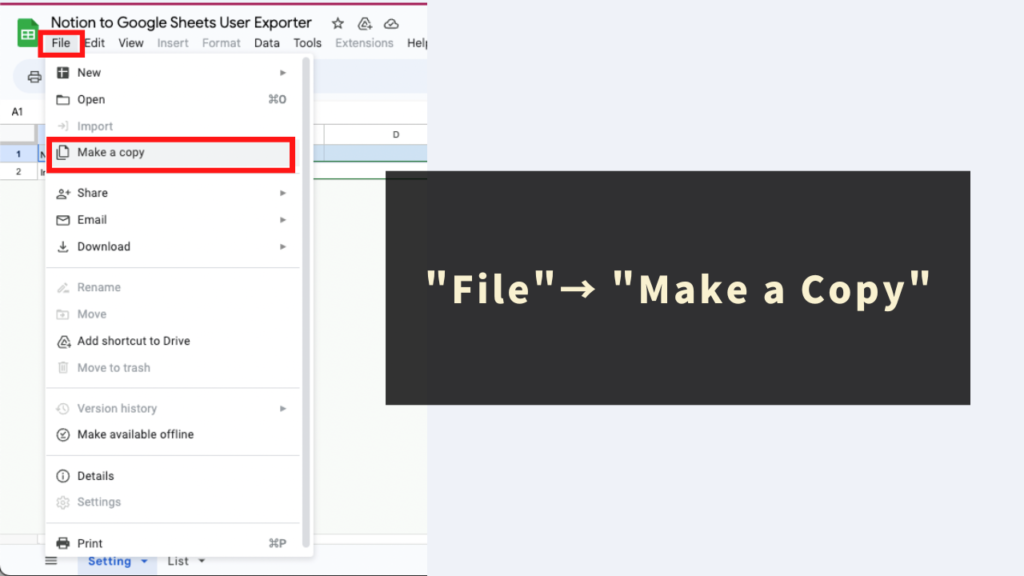 STEP 1: Copy the Tool file (in Google Sheets format)