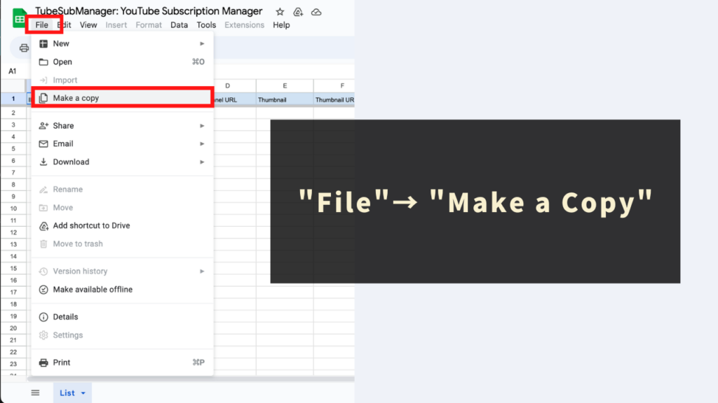 1: Copy the purchased tool (in Google Sheets format)