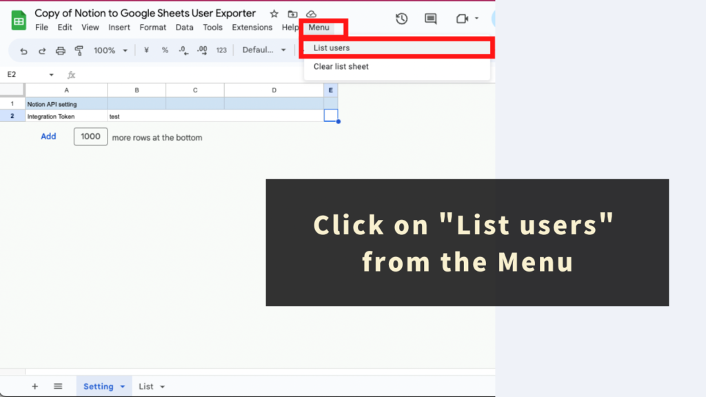 STEP 3: Click on "List users" from the Menu